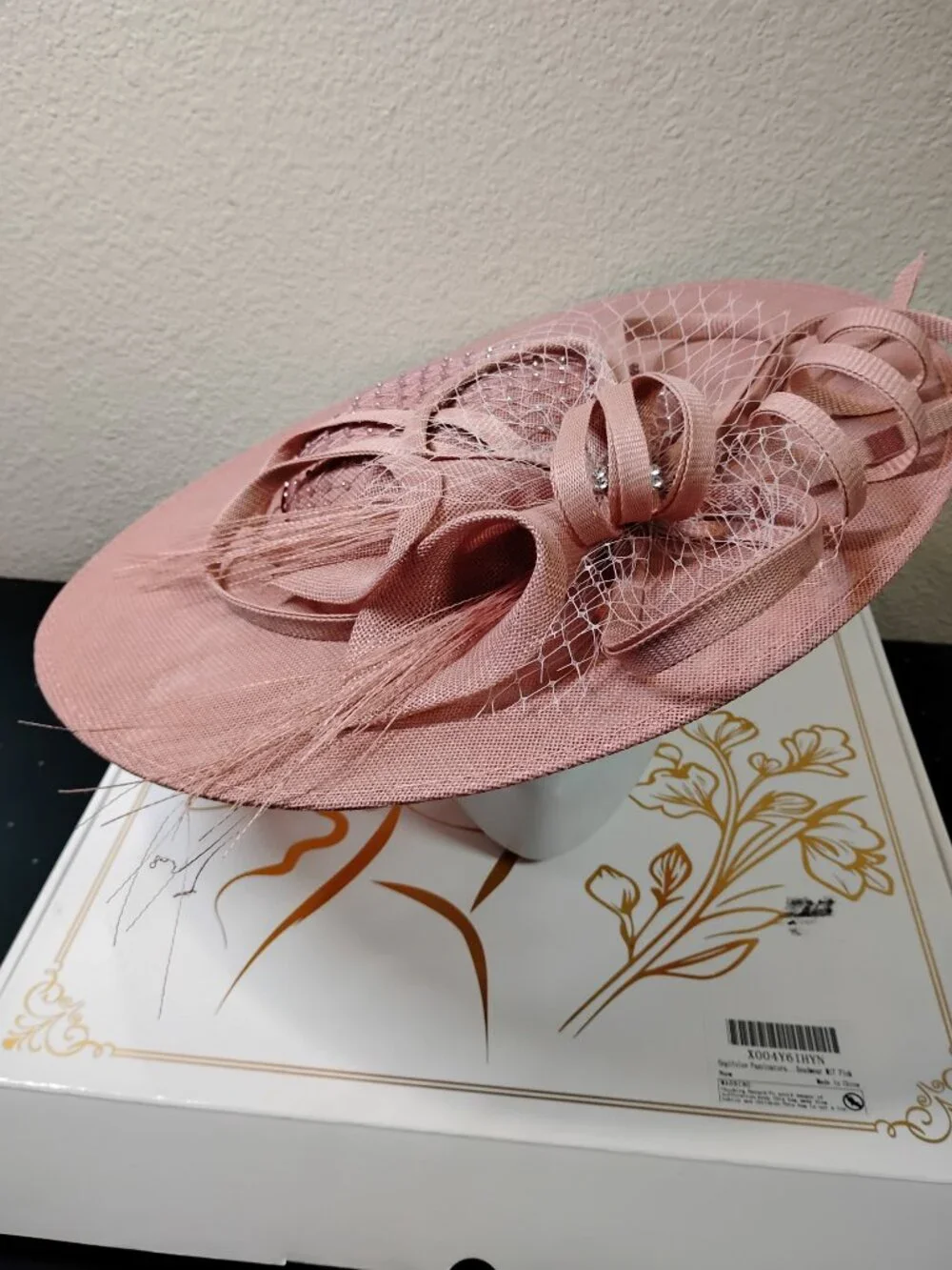 Blush Pink Fascinator Hat Headband Wedding Tea Party Kentucky Derby Bridal